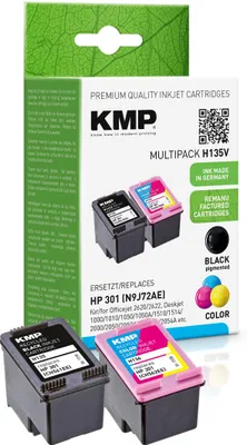 Produktbild von KMP Multipack H135V schwarz, farbig Tintenpatronen ersetzen HP Officejet/Deskjet HP301 (NBJ72AE)
