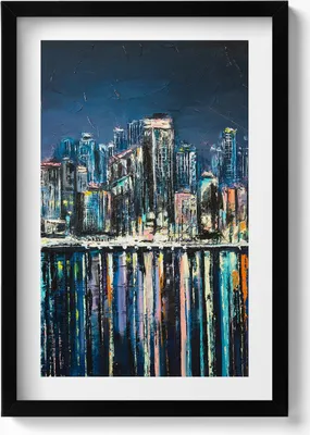 Produktbild von Land der Blumen - Fantasie einer Stadt am Meer– Wandbild mit Rahmen – Gerahmtes Bild  – Wanddekoration – 40x60 cm –  Schwarz