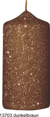 Produktbild von Glamour Glitter Stumpenkerzen dunkelbraun, 120 x 60 mm, 4er Set