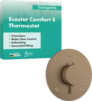 Productafbeelding van Hansgrohe Thermostaat UP Ecostat Comfort S, complete set voor 2 verbruikers, voldoet aan BBR-normen, 1 stuk.