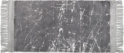 Produktbild von BELIANI Teppich Grau Viskose 80 x 150 cm Rechteckig Kurzflor Läufer mit Fransen Abstraktes Design Rechteckig Wohnzimmer Schlafzimmer Flur