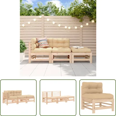 Produktbild von The Living Store 3-tlg. Garten-Lounge-Set mit Kissen Massivholz