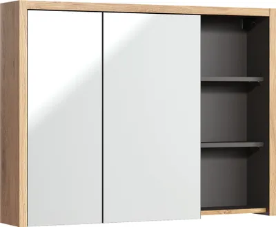 Produktbild von Badezimmer Spiegelschrank 100 cm DANZIG-56 in Shetland Eiche Nb. mit Graphitgrau, B/H/T: ca. 100/75/18 cm