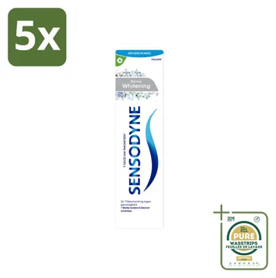 Image de 5 tubes de dentifrice Sensodyne Gentle Whitening, 75 ml, lot de 5