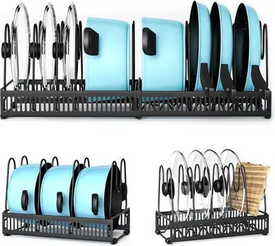 Productafbeelding van Famanu panhouder met 10 vakken - houder voor panlids en organizer voor snijplanken