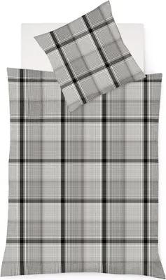 Produktbild von Fleuresse Lech Edelflanell Bettwäsche 135x200 Karo grau platin silber 604385-07