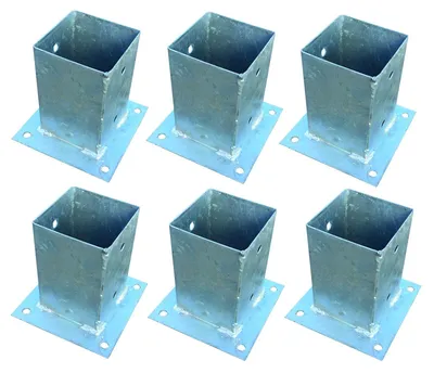 Produktbild von 6x Pfostenträger für Zaunpfosten 9x9cm zum Aufschrauben verzinkt Aufschraubhülse