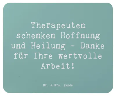 Produktbild von Mr. & Mrs. Panda Mauspad Spruch Therapeut Dankeschön - Meeresbrise - Geschenk, Mousepad, Mitgefühl, handgefertigt, Bedanken, computer, Wertschätzung, Mouse Pad, liebevoll