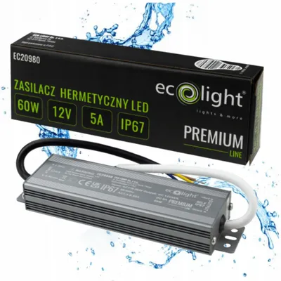 Produktbild von Wasserdichtes, versiegeltes Netzteil, 60W, 12V, 5A, für PREMIUM Ecolight LED-Leuchtstreifen