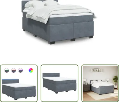 Produktbild von The Living Store Boxspringbett mit Matratze Dunkelgrau 140x190 cm Samt