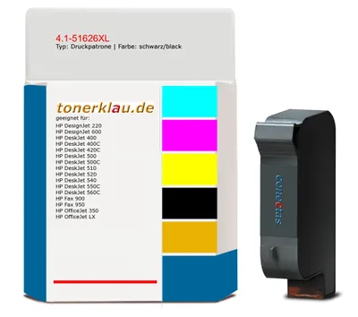 Produktbild von Astar - 40 ml - Schwarz - Druckkopf mit Patronennachfüllung (Alternative zu: HP 26) - für HP DesignJet 600, DeskWriter 510, 540, 550, 560, C, Fax 200, 300, 310, 700, 750, 900, 950