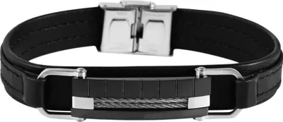 Produktbild von Akzent Echtlederarmband, schwarz, mit Edelstahlelement