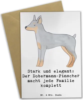 Produktbild von Mr. & Mrs. Panda babykarte Dobermann Pinscher - Weiß - Geschenk, Hunderassen, loyaler Hund, Grußkarte, Hunderasse, osterkarten, weihnachtskarten, Hundetraining, Freund