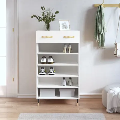 Produktbild von vidaXL Schuhschrank Weiß 60x35x105 cm Holzwerkstoff - Schuhschrank - Schuhschränke - Schuhaufbewahrung - Schuhorganizer