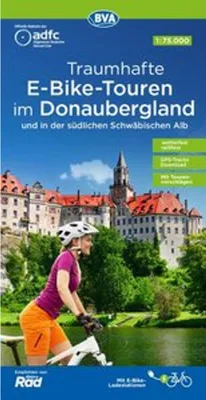 Zdjęcie produktu dla ADFC Traumhafte E-Bike-Touren im Donaubergland 1:75 000, odporny na rozdarcia i warunki atmosferyczne, ślady GPS do pobrania, z propozycjami wycieczek