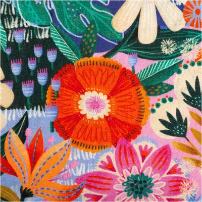 Produktbild von Viskose Stoff Meterware mit 42% Leinenanteil Blumen bunt 143cm