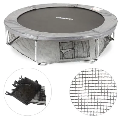 Image de Filet de protection Relaxdays pour trampoline de jardin, avec 3 poches de rangement, filet de fixation au sol pour trampoline de 183 cm de diamètre, noir