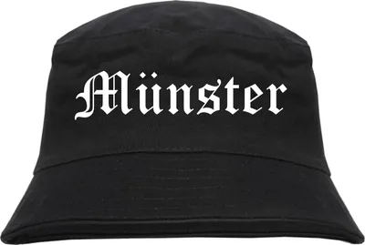 Produktbild von Münster Fischerhut - Altdeutsch - bedruckt - Bucket Hat Anglerhut Hut S/M Schwarz