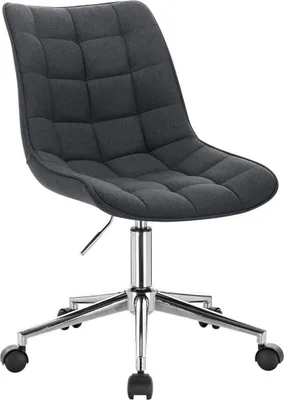 Imagen del producto de Silla de oficina ergonómica de lino, con ruedas, para adultos, de color gris oscuro y con altura ajustable