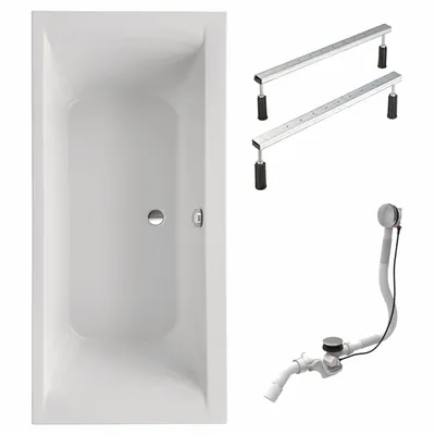 Produktbild von Schulte Badewanne Rechteck Modell Onda, Weiß Sanitäracryl, 170x75 cm, inkl. Fußgestell und Ab- und Überlauf