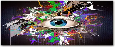 Produktbild von Tulup® Glas-Bild Wandbild aus Glas - 125x50 - Wandkunst - Wandbild hinter gehärtetem Sicherheitsglas - Dekorative Wand für Küche & Wohnzimmer  - Kunst: modern & klassisch - Abstraktes Auge - Mehrfarbig