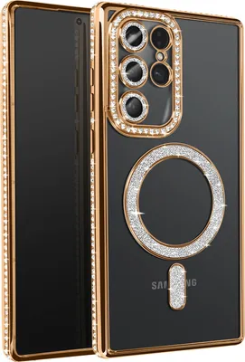 Produktbild von Avizar, Diamanthülle für Samsung Galaxy S25 Ultra mit MagSafe und Strassrahmen, Gold