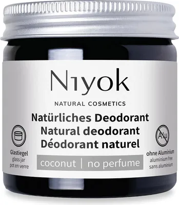 Produktbild von Niyok 2-in-1 anti-transpirante Deocreme "Kokos ohne Parfum" (40ml) Natürliches Deo ohne Aluminium, 24h Schutz vor Geruch & Schweiß, Deo Creme sensitiv