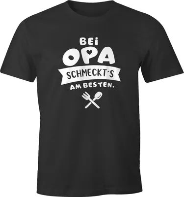 Produktbild von Herren T-Shirt Koch Spruch bei Papa/Opa schmeckt's am besten Fun-Shirt Moonworks® Opa anthrazit L