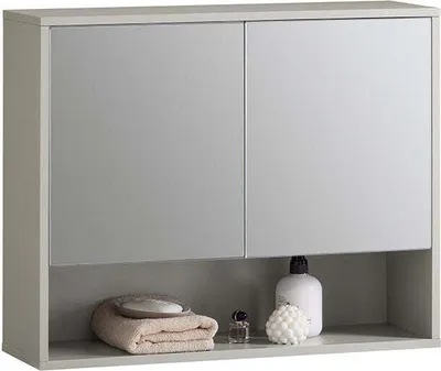 Zdjęcie produktu dla Szafka łazienkowa z lustrem Rootz – szafka wisząca – organizer do przechowywania – oszczędzająca miejsce konstrukcja 2 w 1 – regulowane półki – łatwy montaż – 60 cm x 49,5 cm x 20 cm