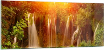 Produktbild von Bilder auf glas - Kroatien nationalpark wasserfall - 100x40cm - Glasbilder - Wandbilder - Kunstdruck - zum Aufhängen bereit - Wanddekoration aus Glas - Glas Bilder - Wandbild auf Glas - GAB100x40-2228