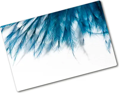 Produktbild von Tulup Glas Herdabdeckplatte - 80x52 cm - Glaskeramikkochfeld-Abdeckung Spritzschutz Glasabdeckplatte - Einteilig - Kunst: Modern & Klassisch - Blaue Federn - Blau