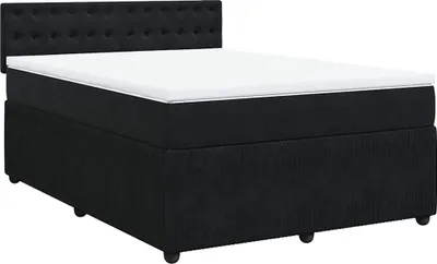 Produktbild von vidaXL Boxspringbett mit Matratze Schwarz 140x190 cm Samt