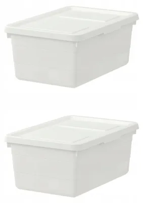 Produktbild von IKEA SOCKERBIT Behälter mit Deckel, weiß, 2 Stück, 38x25x15 cm