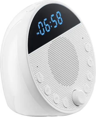 Produktbild von Sound Machine, 18 beruhigende Schlafgeräusche und 7-farbiges Nachtlicht, 5-in-1-Gerät für weißes Rauschen mit zwei Weckern, automatischer Abschaltfunktion und Speicherfunktion, für Babys, Erwachsene, zu Hause, im Büro und auf Reisen