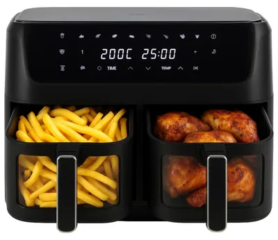 Image de Friteuse à air chaud - AD6324 - 2 compartiments - 11 litres - 2700 W - 8 programmes - Température de 80 à 200 °C - Minuteur avec affichage LED