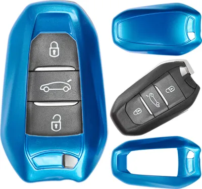 Produktbild von Auto Schlüssel Kunststoff Hülle ABS Plastik Schutz Cover Blau kompatibel mit Peugeot 3008 508 308 5008 208 408 KEYLESS SMARTKEY