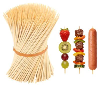 500 Bambusspieße 20 cm, 3,5 mm Ø, Holzgrillstäbe für Fleisch & Gemüse
