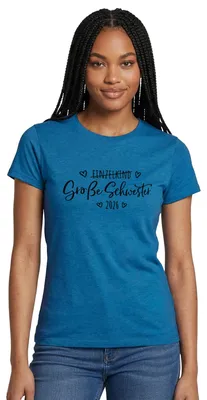 Produktbild von Spreadshirt Große Schwester 2026 Einzelkind Ende Herz Frauen T-Shirt, S, Antikblaues Saphir meliert