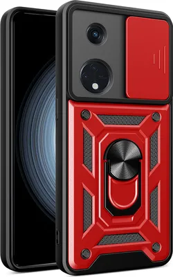 Produktbild von Hülle für Oppo Reno8 T 5G mit Ring Ständer Halter Dia Kameraschutz TPU PC Hybrid Handyhülle Rot