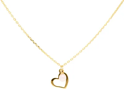 Produktbild von SuzanGold Delicate Love Kette Echtgold Herzanhänger für Damen mit Perlendetail