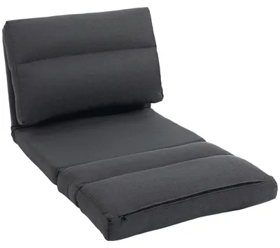 Produktbild von Bodensofa 6-stufig verstellbar Leinenoptik, Bodensessel klappbar Schlaffunktion Metallrahmen, Dunkelgrau | 7,8 kg | bis 120 kg | 70x72x56 cm
