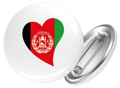 Produktbild von Huuraa Button Afghanistan Flagge Herz 25mm rund mit Sicherheitsnadel Ansteckbutton Geschenkidee