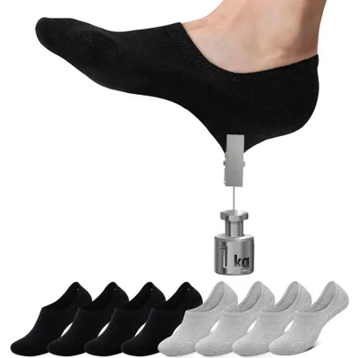 Produktbild von Falechay 8 Paar Sneaker Socken Damen 39-42 Füsslinge Herren Schwarz Grau