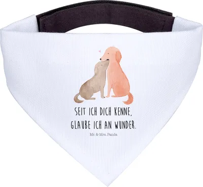 Produktbild von Mr. & Mrs. Panda Halstuch Hund Hunde Liebe - Weiß - Geschenk, Für, Sprüche, Herz, Optimitisch, Hundehalstuch, Bandana, Verliebt, Dreieckstuch, Wunder