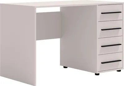 Produktbild von Büro Schreibtisch mit 120 cm Breite, kaschmir mit schwarzen Griffen, mit 4 Schubladen - MOLLERUSA-132