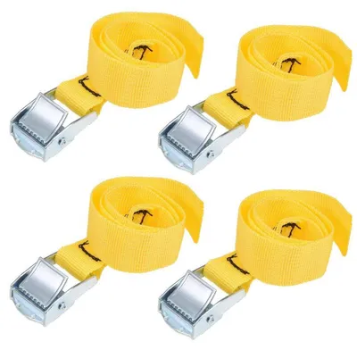 Productafbeelding van Spanningsriemen met klemgesp, spanriemen 250 kg, polypropyleen, 0,5 meter x 25 mm, geel, 4 stuks