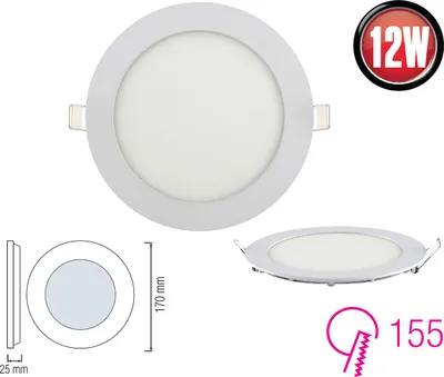 Produktbild von 12w Slim LED Panel Einbauleuchte Deckeneinbau Panelleuchte Deckenlampe Rund Ø 170 mm Neutralweiß