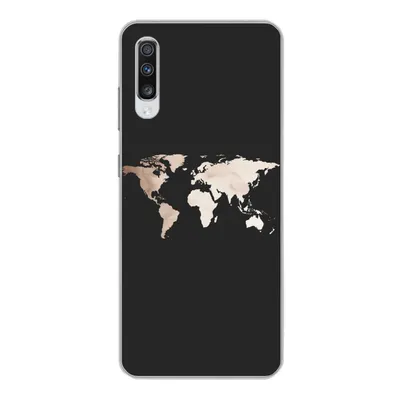 Produktbild von MuchoWow® Handyhülle Schutzhülle Hülle für Samsung Galaxy A70 Weltkarte - Leder - Schwarz Silikon Softcase Handy Hülle - Schutzhaube