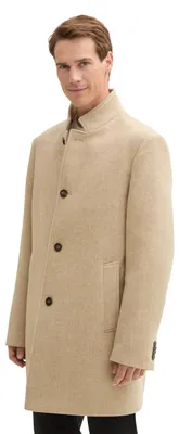 Obrázok produktu pre Tom Tailor, pánsky vlnený kabát s zapínaním na gombíky, model 32526 - Veľký, béžová farba, vzor herringbone