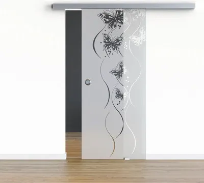 Produktbild von Pertura Glasschiebetür Komplettset Glera Butterfly 02 1025x2175 mm Rechts inkl. Beschlag Selir Aluminium Edelstahloptik,
